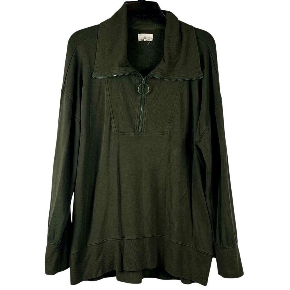 Lou & Grey Signaturesoft Quarter Zip Sweatshirt Olive Army Green XL